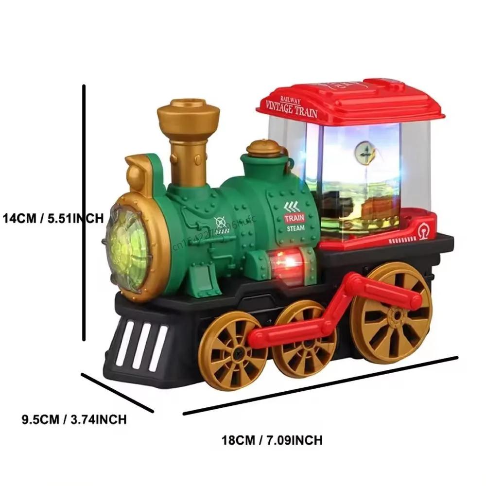 Electric retro spray train toy with sound and light automatic obstacle avoidance simulation steam train children Christmas gift