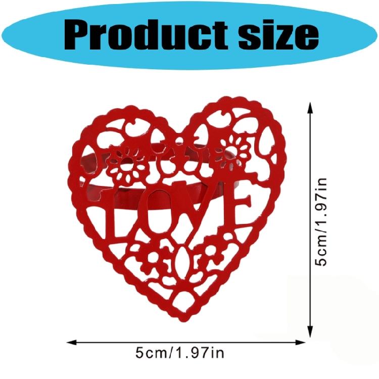 6PCS/Lot Sophisticated Hollow Metal Napkin Holders Crafted As Hearts With Elegant Design For Significant Gatherings