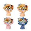 Handmade Crochet Flower Bouquet Completed Knitted Sunflower Puff Flower Doll Graduation Bouquet Teacher Appreciation Gifts for Grad Party Favors