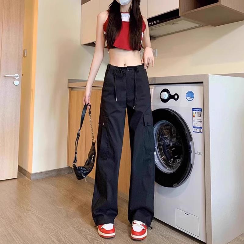 

Женские брюки-карго джоггеры с высокой талией и кулиской, 2024: Слим, Свободный, Прямой и Широкий крой для Повседневной Весенней Носки. XL