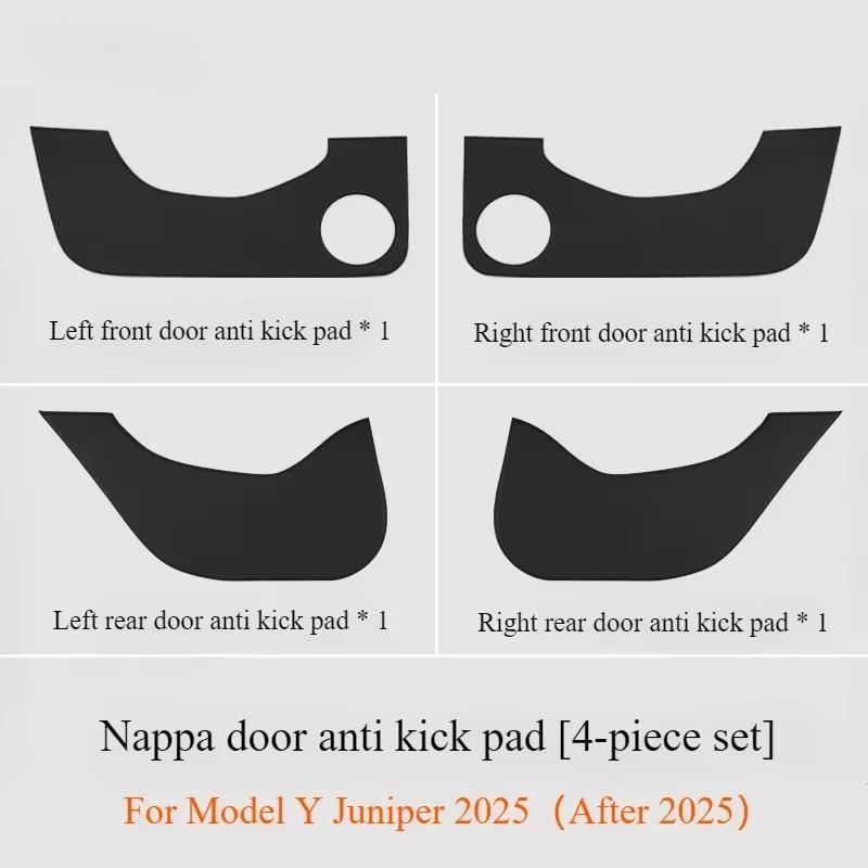 For Tesla Model Y Juniper 2025 Car Door Anti Kick Pads Leather 4PCS Door Panel Protective Pad Sticker Anti Dirt Mat Accessories