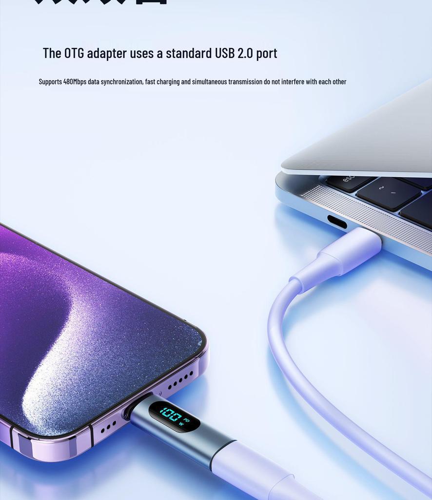 Adaptér Type-C PD100W Rychlá nabíječka s OTG a digitálním displejem