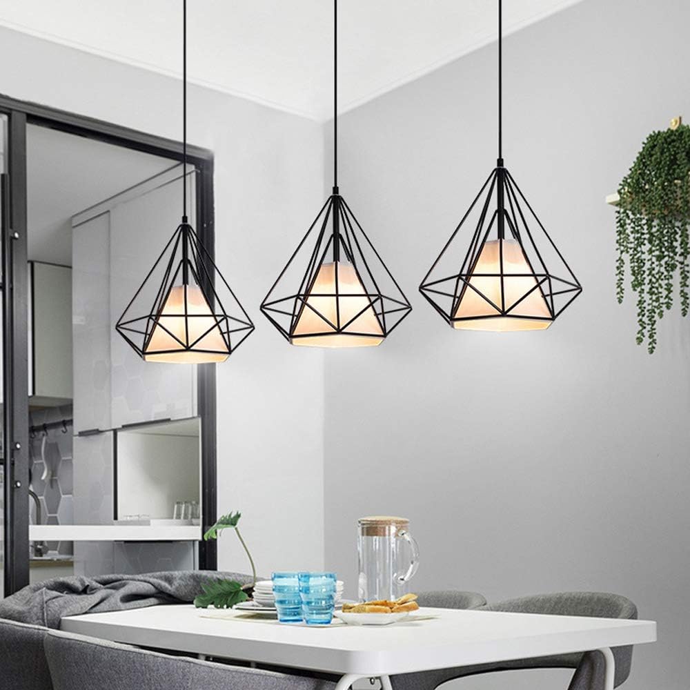Industrial Pendant Light Led Adjustable Hanging Lamp Shade for Home Kitchen Metal Cage Pendant Lighting for Island Dining Room