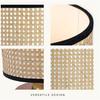Table Lamp for Bedroom, Living Room Wooden Base Bedside Night Lamp E27 Holder Easy Assembly, Rattan Fabric Shade Gift 35.56 Cm