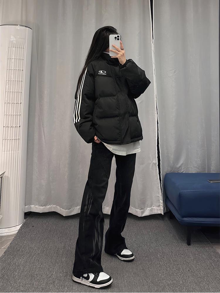 Women's 2025 Striped Stand Collar Winter Cotton Jacket