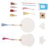 Blank Fan Painting Kit Handheld Paintable Blank Paper Fan with Paints Tassels Plastic Sticks Bookmarks