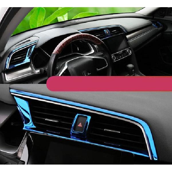 Blue Titanium Console Dash L&R Air Outlet Vent Trim auto For Honda Civic 2016-21