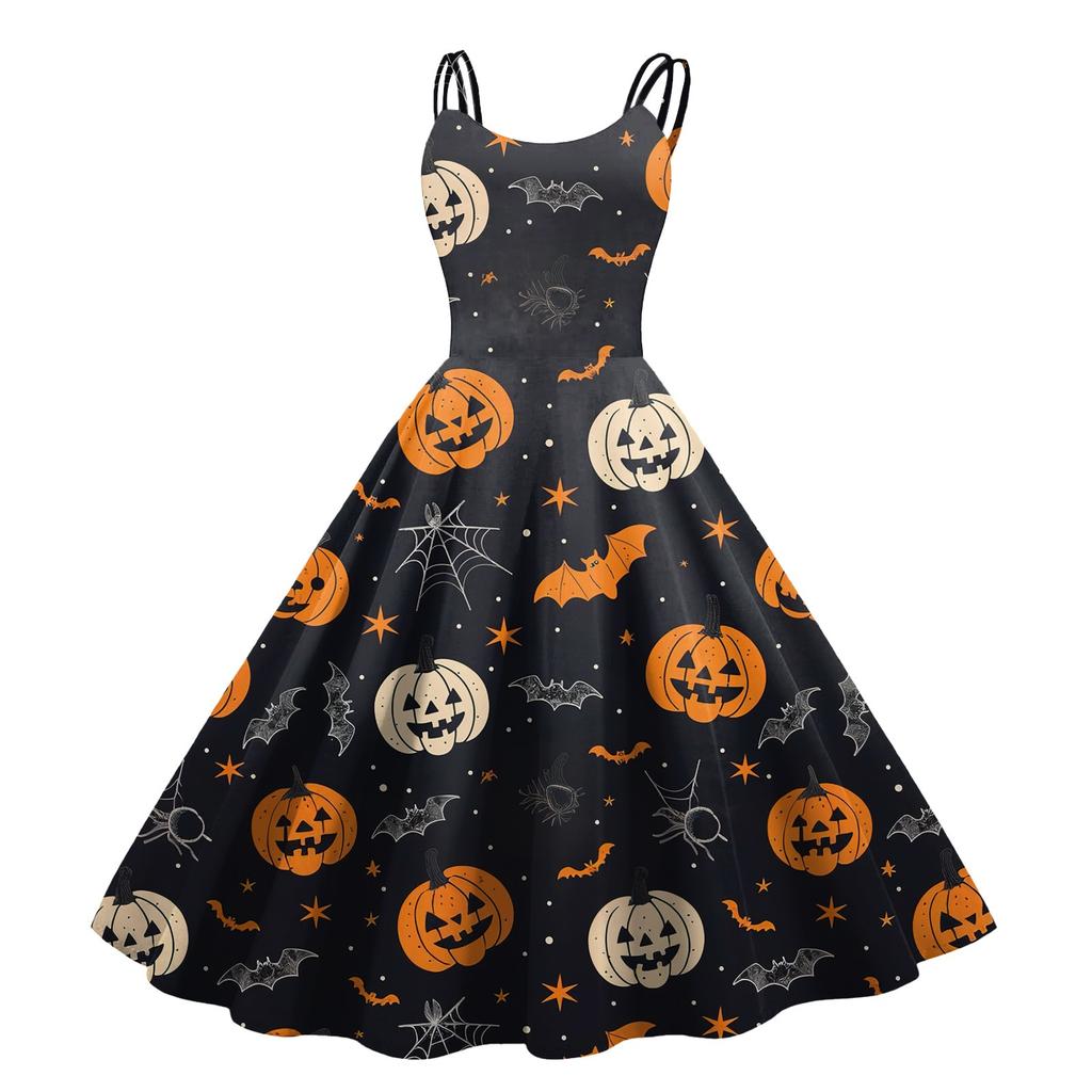 Dámské sexy šaty s potiskem Halloweenu, odhalující ramena, punkový vintage styl
