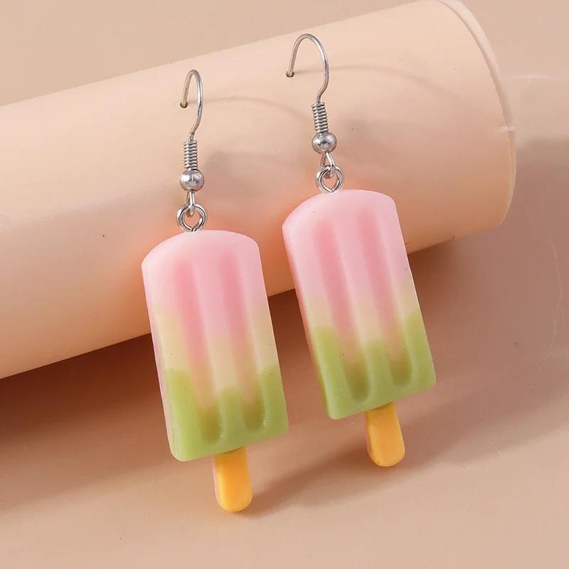 New Cute Resin Simulation Food Earrings for Women 3D Popsicle Ice Cream Drop Earrings Girl Kids Jewelry Gifts