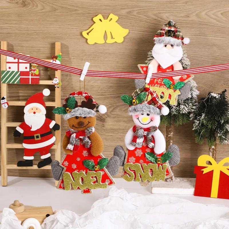 Christmas Tree Pendant Accessories Santa Claus Doll Fabric Letter Pendant Christmas Decoration Supplies YFA2244