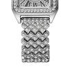 Damen Quadratische Kristalluhr Hohe Genauigkeit Quarzwerk Strassbesetztes Zifferblatt Kratzfestes Mineralglas Legierungsgehäuse Elegante Damenuhr für
