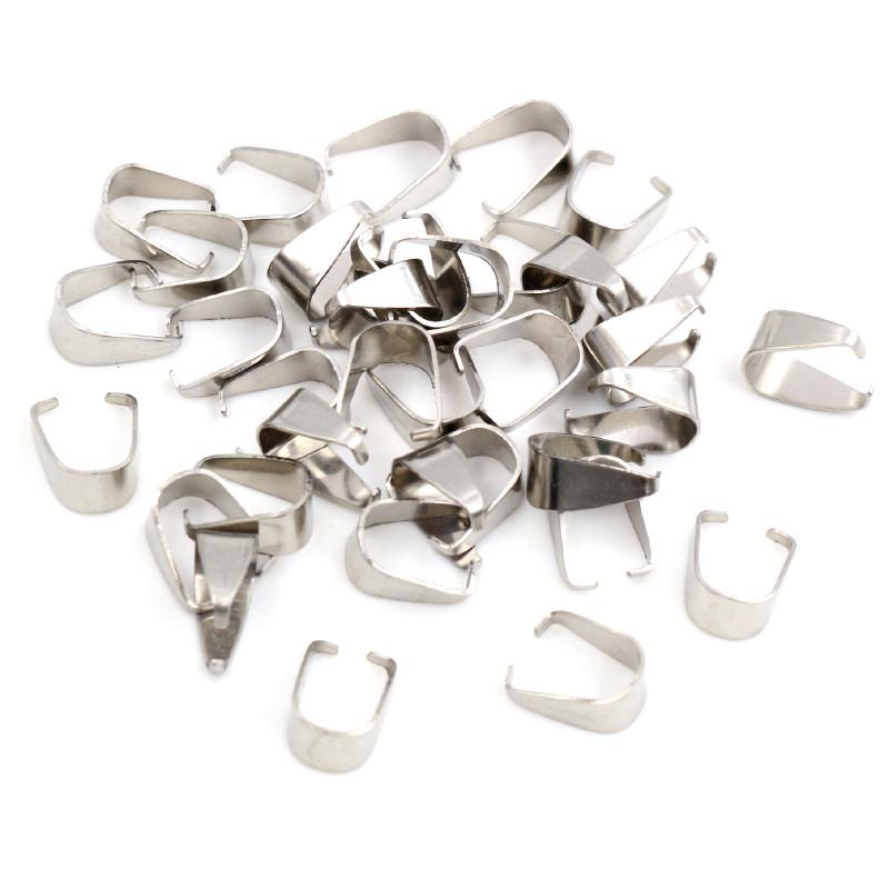 

100pcs Pendant Pinch Bail Clasps Necklace Hooks Clips Stainless Steel Gold Plated Connector DIY Jewelry Making Findings 3x7mm