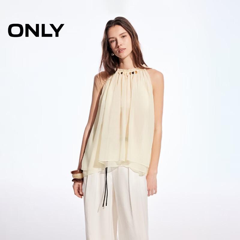 ONLY Women s Sleeveless Round Neck Chiffon Blouse XL