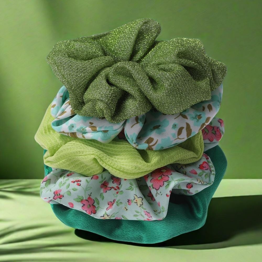 

5 шт. Девочки Блестки Резинки для волос Эластичные Резинки Веревки Держатели для хвостиков Ткань Большой Шифон Сатин Однотонные Смешанные Наборы