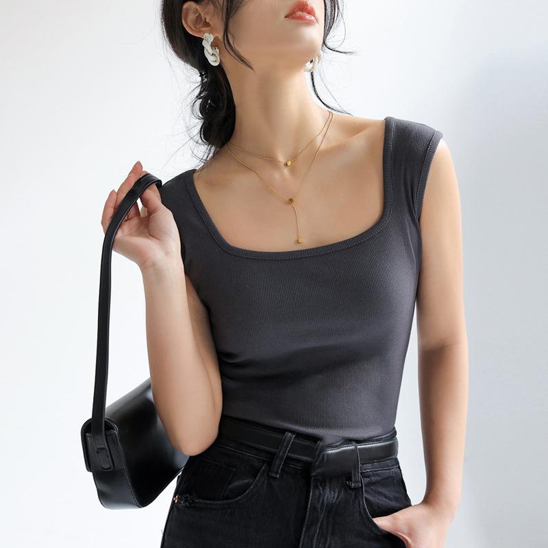 Magliette da donna senza maniche con scollo a U T-shirt da donna Gilet da strada Top