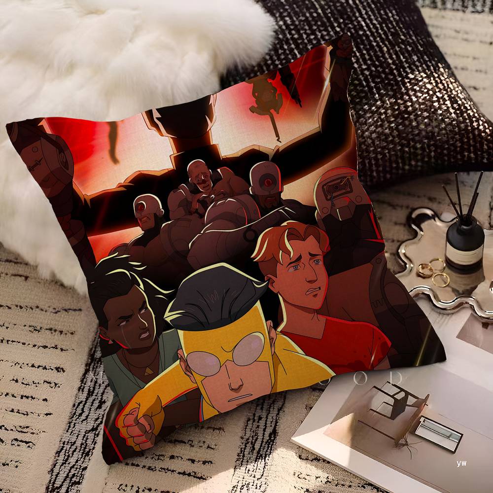Animation Superhero I-Invincible Cartoon Decorative Room Aesthetics Pillow Case Home Decor Bedroom Bed Couch Pillow Cover 45x45