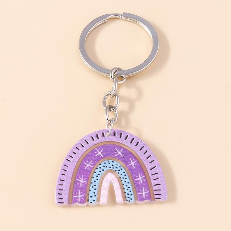 Colorful Rainbow Keychain Smile Cloud Key Rings Resin Key Chains for Women Girls Handbag Gift Jewelry Accessories