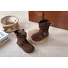Kids Girls Retro French Style Suede Slouchy Mid Calf Slip On Boots