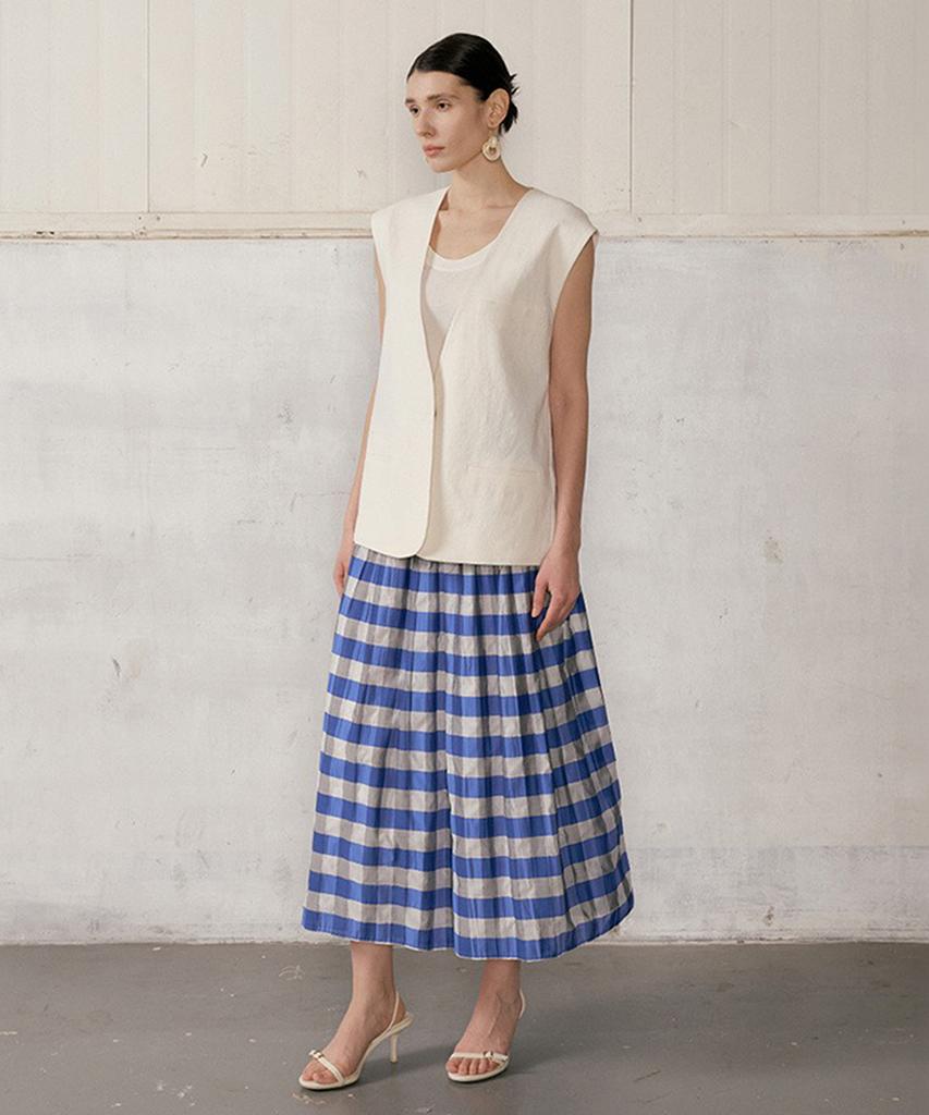 Baniseunyuyog 26Ss Margo Reversible Gingham Skirt Blue