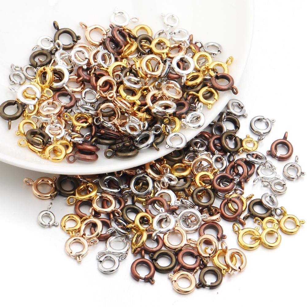 10 Stück/Los Runde Federringe aus Kupfer Schlüsselanhänger Haken Schnallen Endverbinder Für Armband Halskette DIY Schmuckherstellung Zubehör