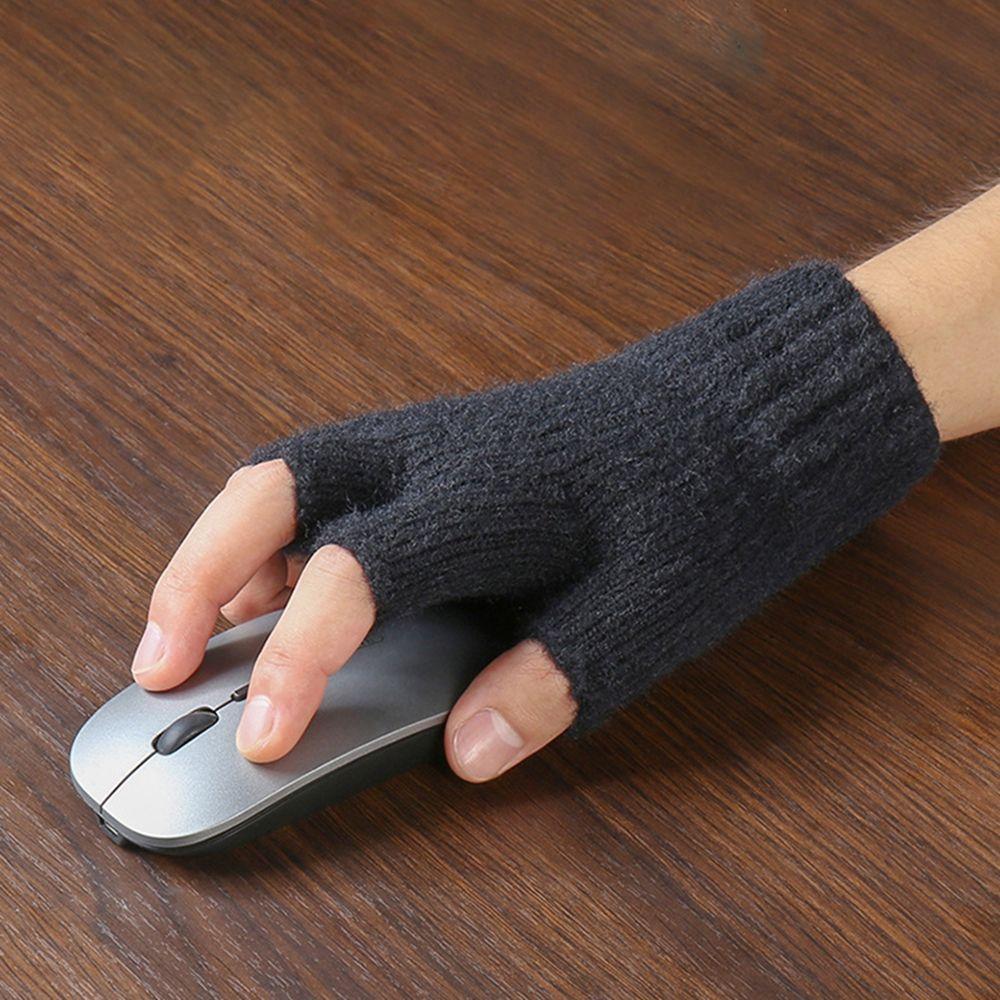 Label Autumn And Winter Knitted Cashmere Gloves Female Gloves Half-finger Gloves Men Wool Mittens