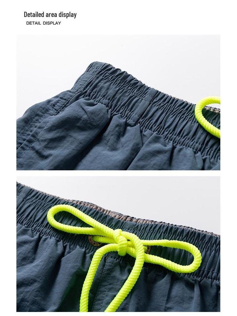 Men's Trendy Color-Block Summer Beach Shorts: Loose-Fit, Casual Sportswear
