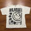 Vintage Blink 182 T Shirt Men XL White Smiley Face Punk Band 90s Distressed Rock
