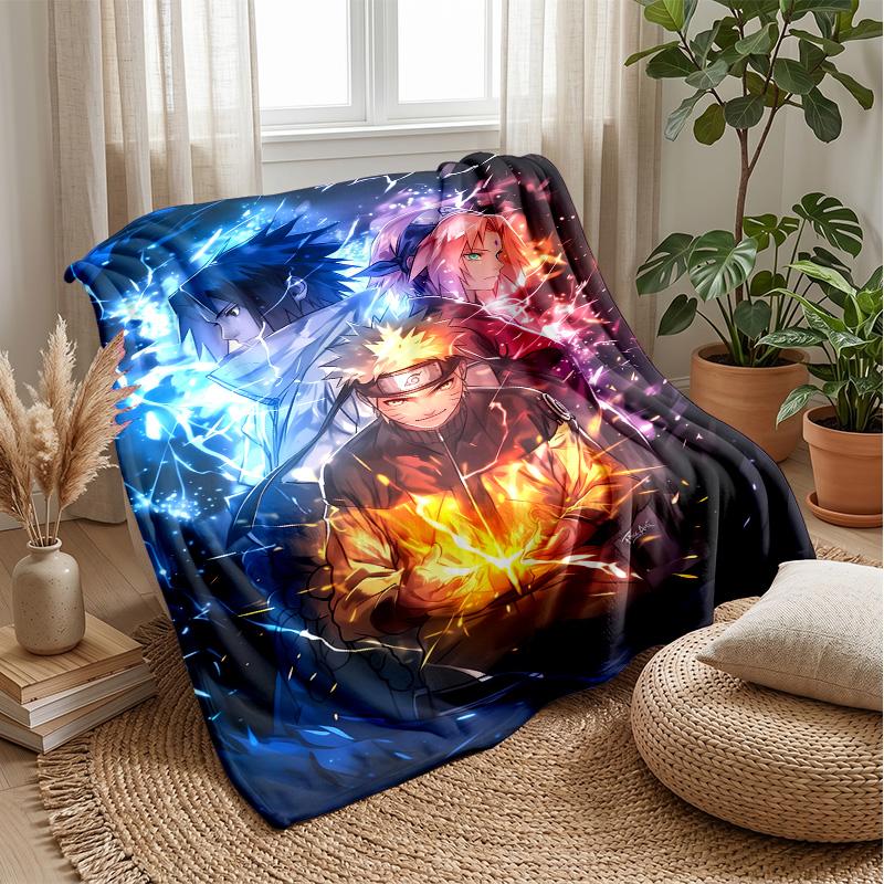 Naruto Uzumaki Printed Flannel Blanket Skin Friendly Warm Decorative Throw for Indoor Couch Bed Daily Use