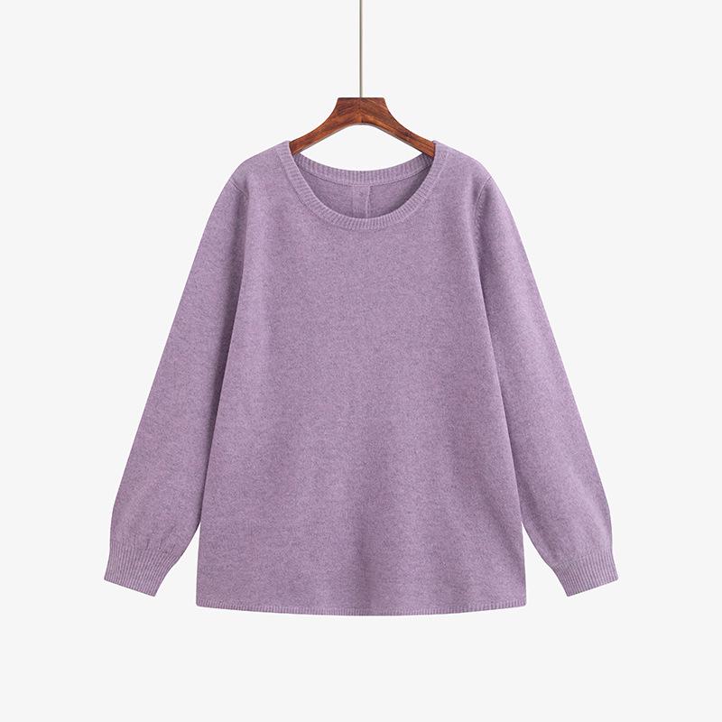 

Plus Size Casual Women s Round Neck Sweater - Winter 2025 Loose Knit Base Layer XL (60-80 kg) фиолетовый