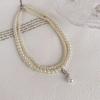 French Retro Pearl Necklace Light Luxury Double Layer Stacked Collarbone Chain Sweet Cool Fashion Versatile Jewelry