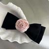 Korean Pink Rose Bow Hair Clip  for Women Vintage Elegant Solid Color Side Clip Duckbill Clip Barrettes Hair Accessories