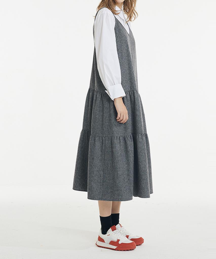 Boyeon Bustier Check Wool Dress Gray 703