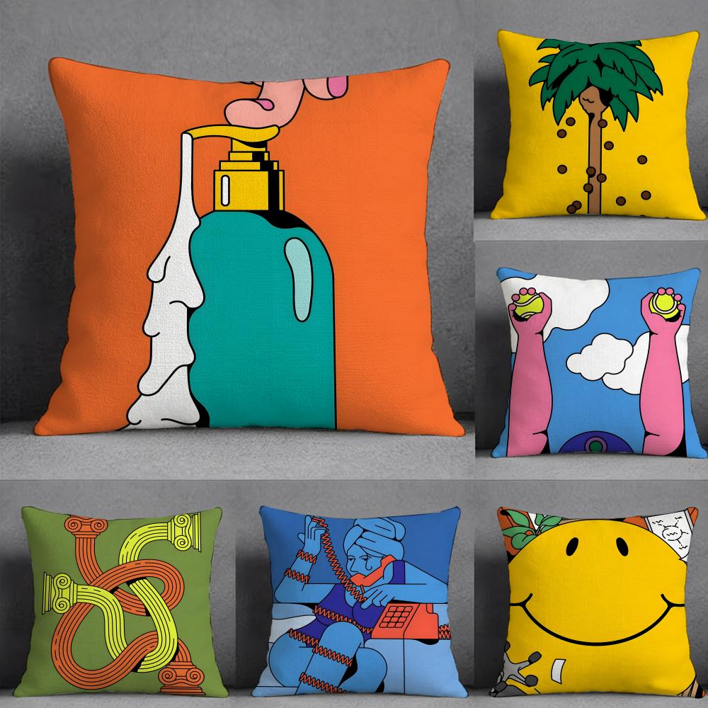 Emotional Illustration Pillow Case Pillowcase Doublesided Printed Sofa Cushion Bedroom Headboard Pillow