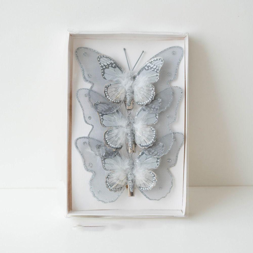 Plastová vánoční třpytivá motýlí přívěsek DIY vánoční stromek závěsná dekorace domácí vánoční výzdoba