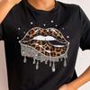 New Fashion Women T Shirt Leopard Lip Print T-Shirt T-Shirt Short Sleeve Tops Female Ladies Summer Tee Shirts Streetwear