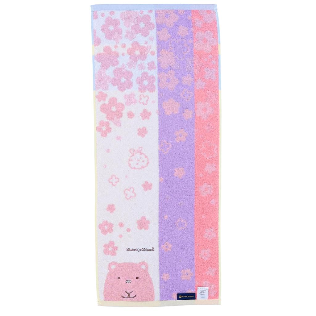 Marushin Face Towel Sumikko Gurashi Polar Bear with Flowers and Polar Bear Design Cotton Antibacterial and Deodorizing Treatment Gift 6575031500 - -
