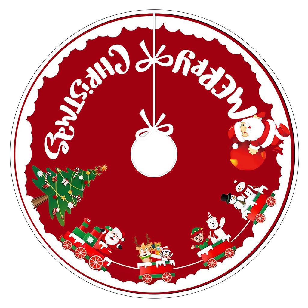 1Pcs Santa Claus Christmas Tree Skirt Festive Holiday Decorations with Warming Stars Durable Polyester Fabric for Indoor Outdoor Xmas Tree Home