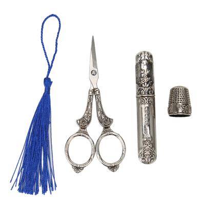Stickschere Set Schere Fingerhut Nadel Etui 3-teilig DIY Europäisch Antik Vintage Nähen