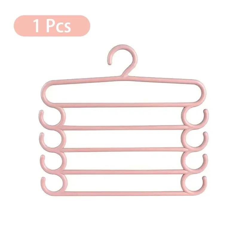 1Pcs Pants Rack Multifunctional Household Saving Space Multi Layer Trousers Hanger Pants Closet Color Clothes Peg 5 Layers