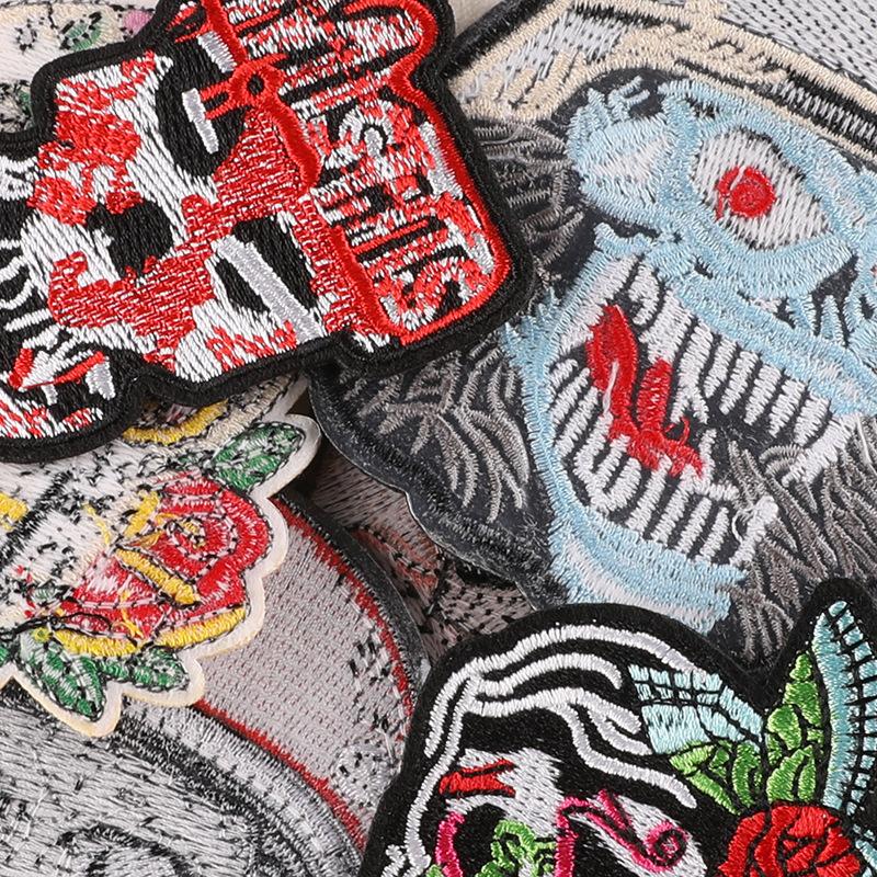 Embroidery label clothing accessories badge badge skull ghost head patch sticker shoe and hat bag accessories cloth sticker