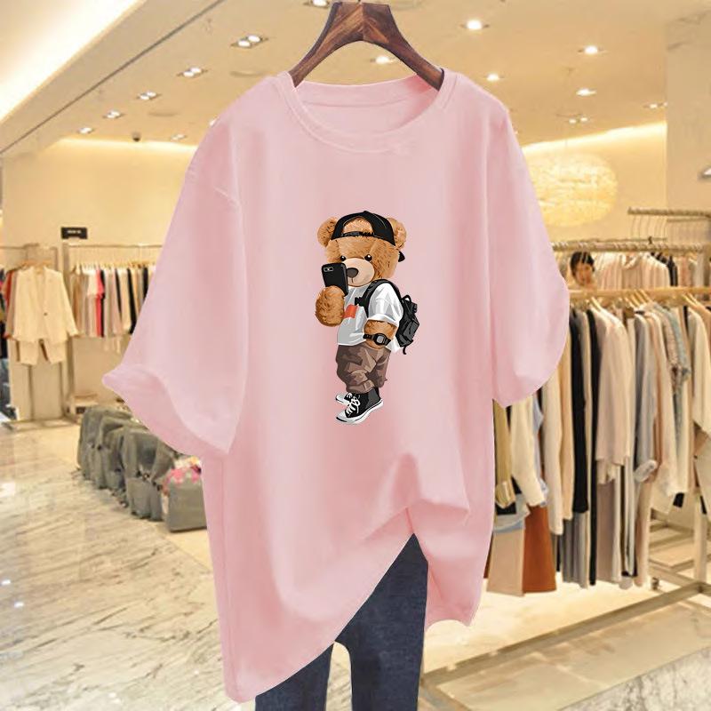 Women's Heavyweight Pure Cotton Short-Sleeve T-Shirt: Casual, Versatile, Loose Fit, Trendy Half-Sleeve Top.