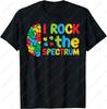 Autism Brain I Rock The Spectrum Awareness Unisex TShirt Summer Comfort Cotton Fashion Casual Street Fashion Pull On Tshirt