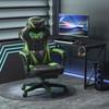 Ergonomic Gaming Chair Comfortable Office Chair With Footrest Headrest And Lumbar Cushion Adjustable Height Black And
