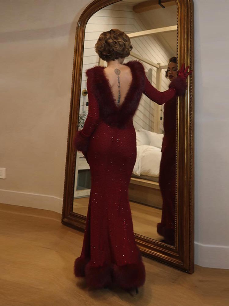 2026 Spring/Summer Rhinestone Backless Mermaid Formal Gown for Women