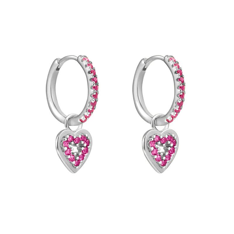 Rainbow Colored Zircon Ear Buckle Set, Love Water Drop Pendant, Small Earrings, Light Luxury and Exquisite Stacked Women's Earrings.