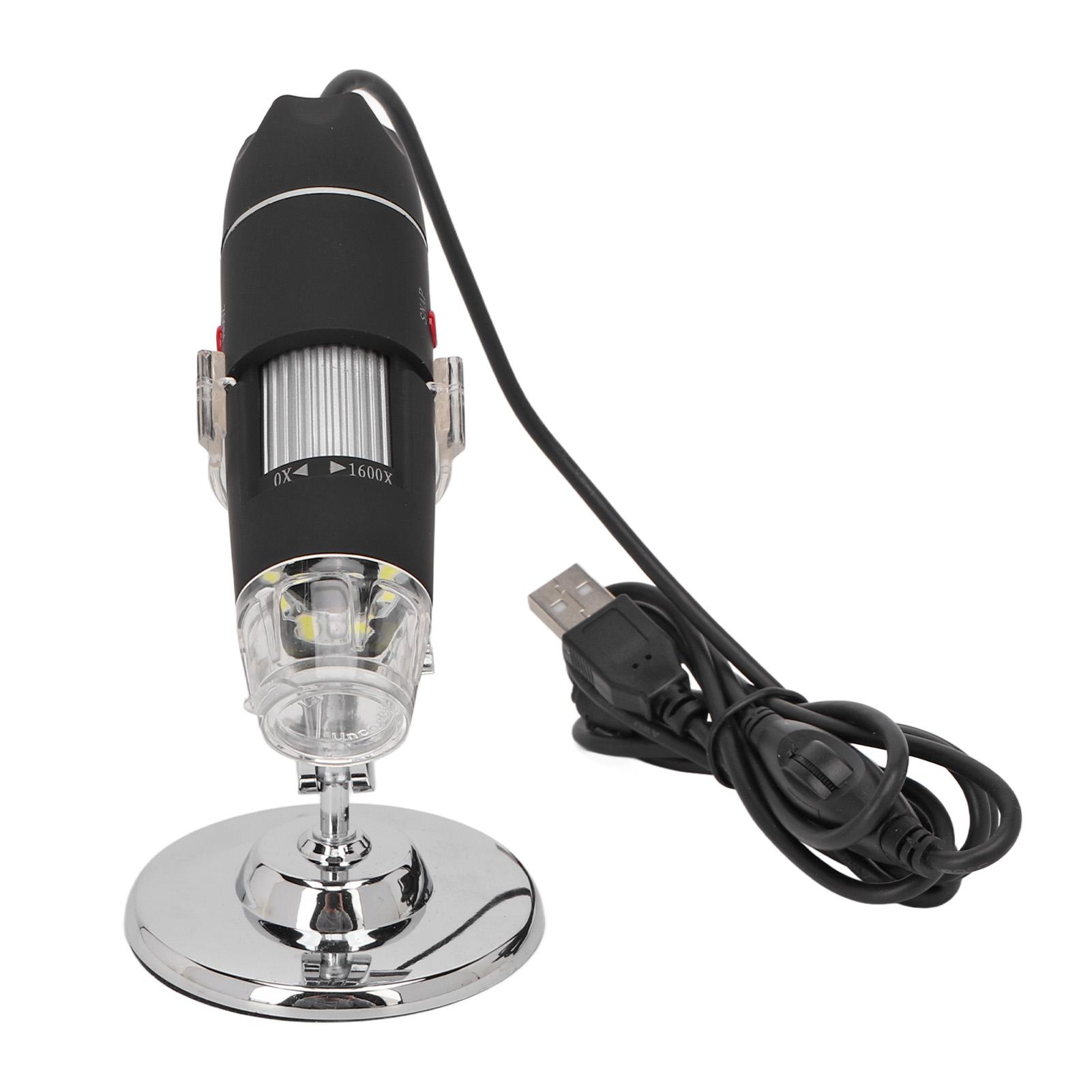 

Цифровой USB-микроскоп 3 в 1 1600X 8 светодиодов Регулируемое увеличение Эндоскопическая камера с держателем