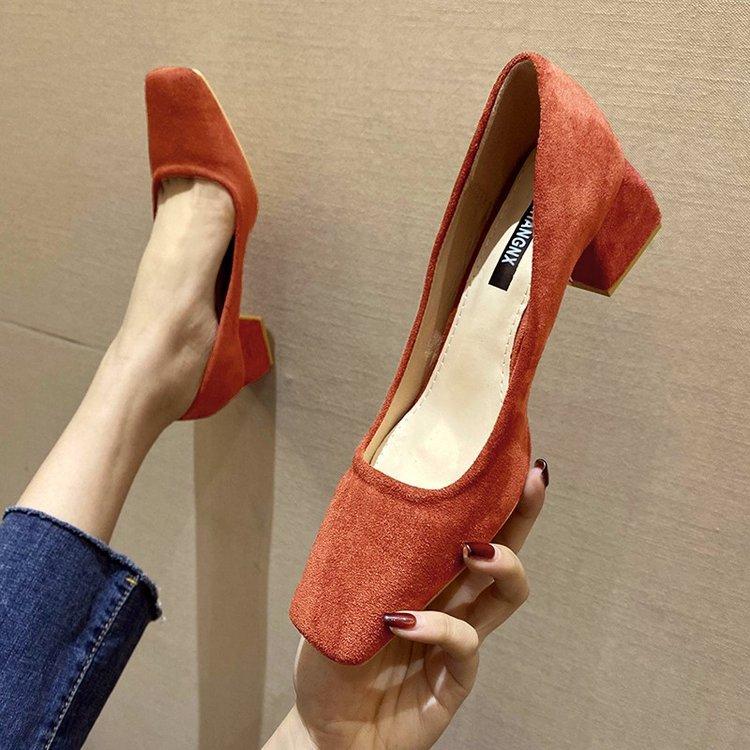 square toe block heel pumps