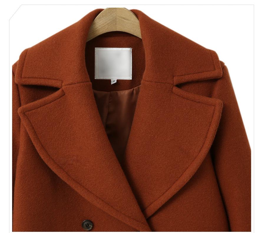 European & American Plus Size Women's Double-Breasted Wool Trench Coat - Autumn/Winter Mid-Length