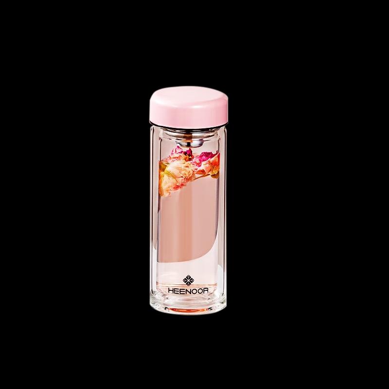Стеклянная бутылка-заварник для чая Xinuo N-6563 с двойными стенками из боросиликатного стекла