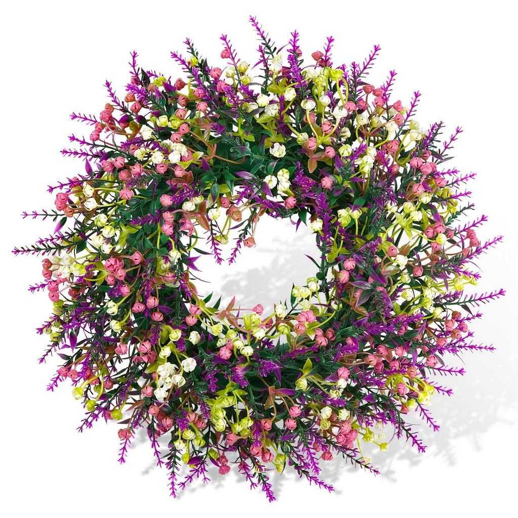 Cross-border Lavender Wreath: Spring/Summer Door & Window Floral Hanging Ornament for Outdoor & Shop Décor